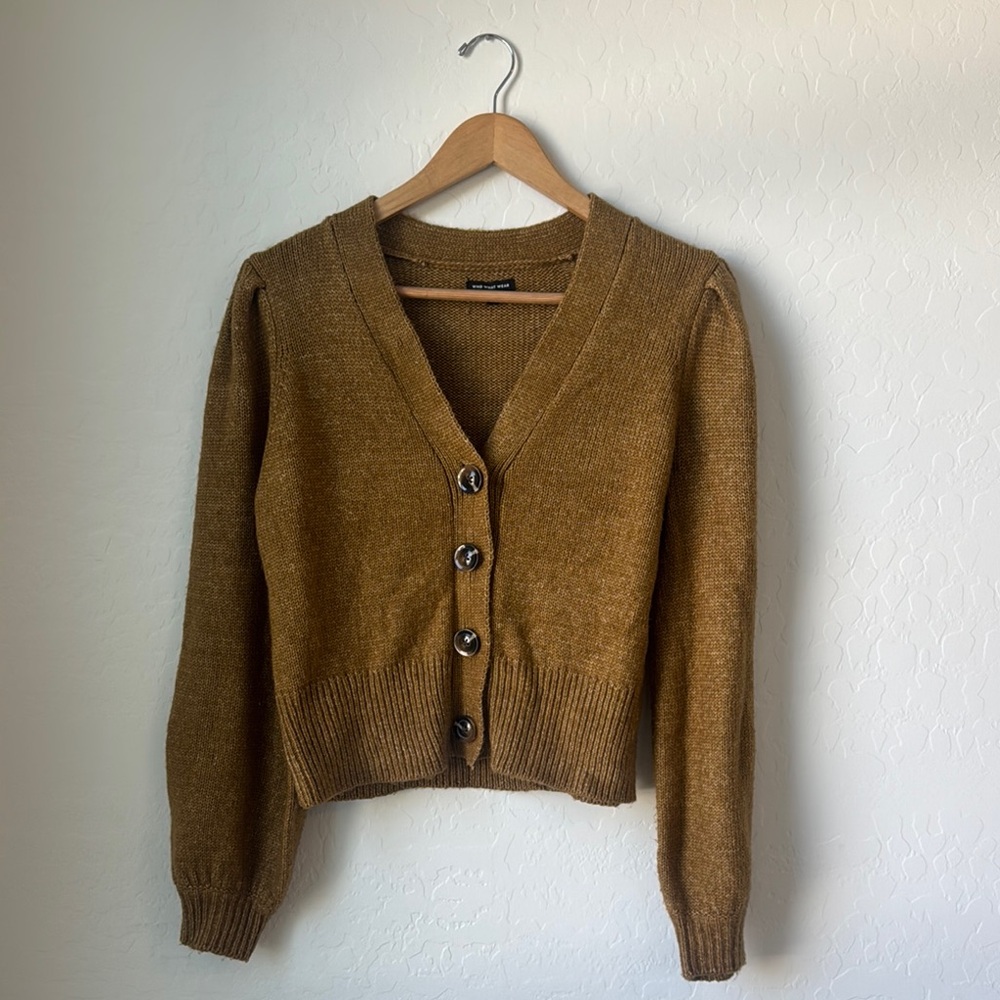 Who What Wear Tan Button-Up Cardigan